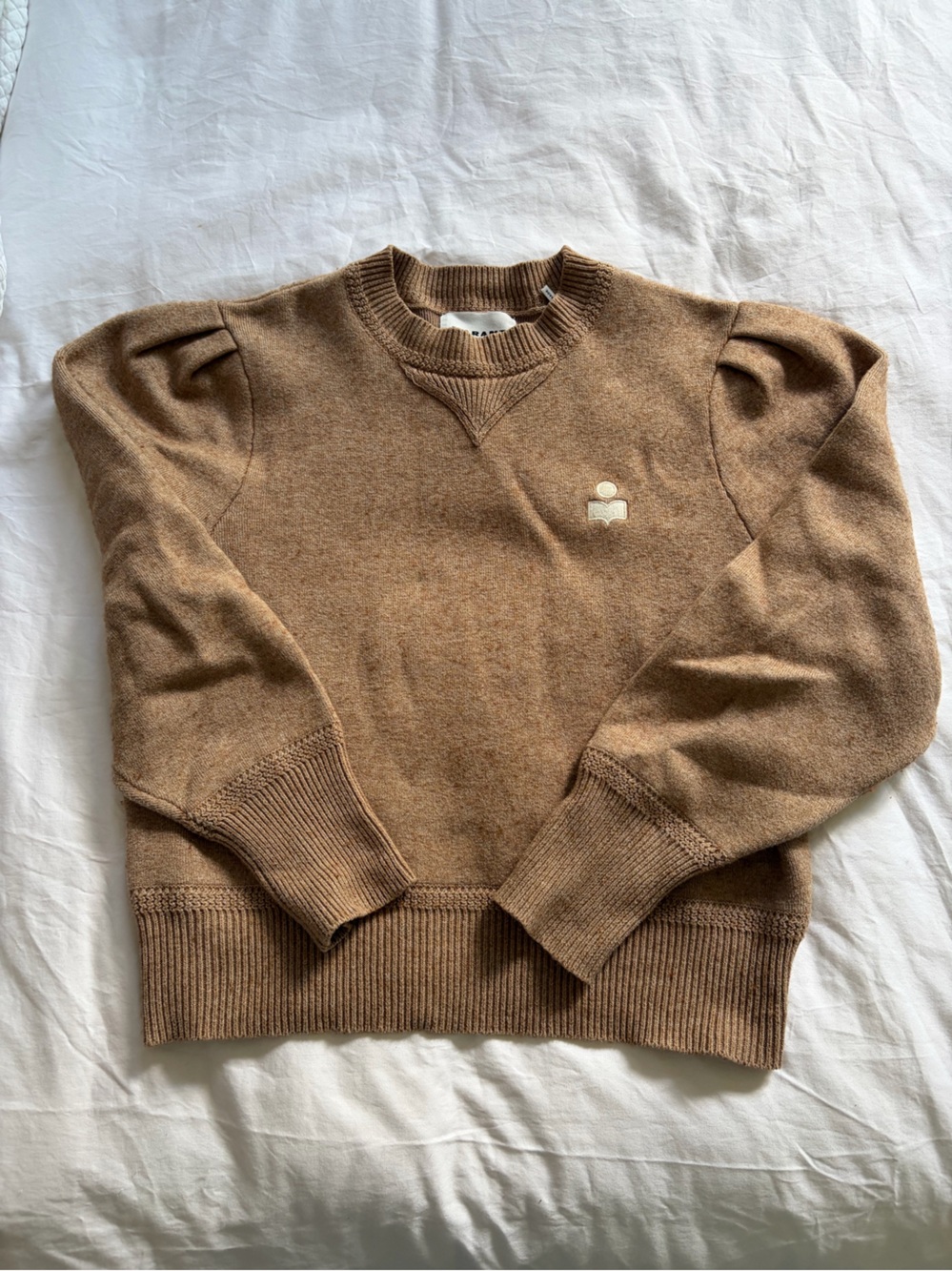 Women's Crewneck Sweater in Warm Brown with Subtle Logo Accent